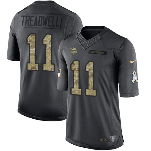 Youth Limited Laquon Treadwell Nike Jersey Black - #11 2016 Salute to Service NFL Minnesota Vikings